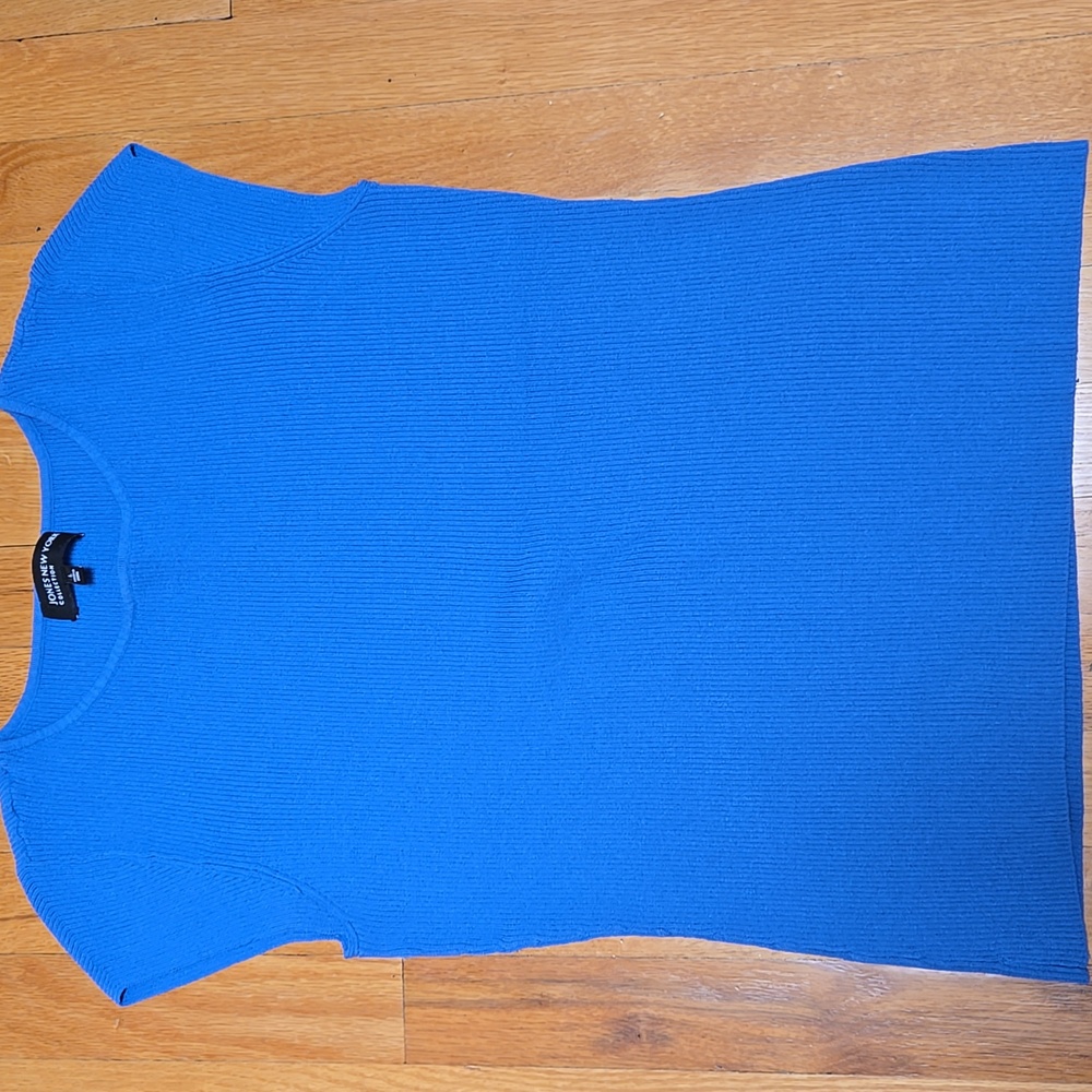JONES NEW YORK Blue Knit Cap Sleeve Shell